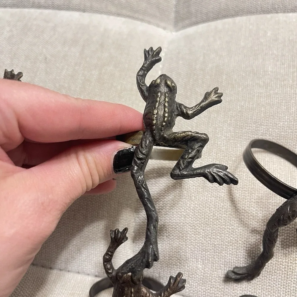 Vintage Metal Kanchan For Mango Lot Of 6 Metal Tree Frog Napkin Rings